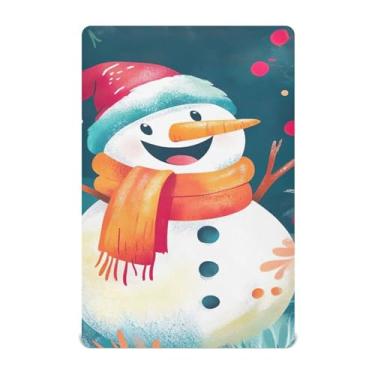 Imagem de Wassud Jogo de lençol de berço respirável para meninos e meninas, boneco de neve feliz, neutro, 71 x 132 cm