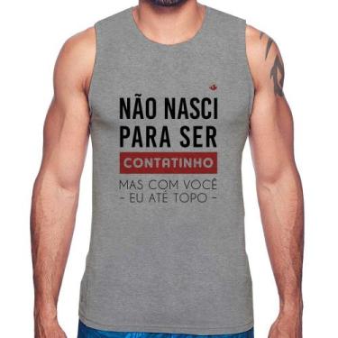Imagem de Regata Não nasci para ser contatinho - Foca na Moda, Cinza, M