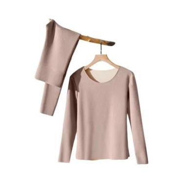 Imagem de Conjunto De Roupa Térmica Feminina Inverno Grosso Manga Longa Sem Cost