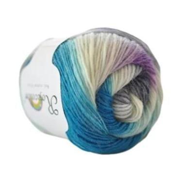 Imagem de Fio De Lã Penteada Arco-Íris 50g, 100% Puro, Para Tricô Manual E Croch