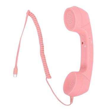 Imagem de Luocute Aparelho de Telefone retrô, Receptor de Telefone Celular Portátil Com Fio Vintage Tipo C Com Alto-falante e Microfone, para Smartphones, Tablets, Chamadas de Videoconferência (Rosa)