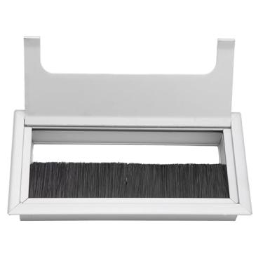 Imagem de Naroote Capa de Saída de Cabo Quadrado de Alumínio Com Inserção de Escova de Cabelo para Gerenciamento de Fio de Mesa de Escritório 5mm de Espessura para Mesa de Computador (Médio: Aprox.