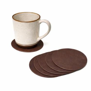 Imagem de Kit 6 Porta Copo Redondo Couro PU 10cm Caneca Taça Descanso Suporte Pr