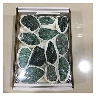 Imagem de Cristal natural áspero novo cristal de quartzo natural pedras preciosas ásperas e minerais pedras brutas como presentes (cor: pedra verde fuxi)