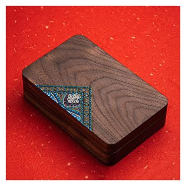 Imagem de Caixa de armazenamento portátil de madeira maciça de nogueira preta colar anel brinco caixa de presente (D 1)