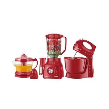 Imagem de Conjunto Especial Mondial KT-105-R (Espremedor Premium + Batedeira Prática + Liquidificador Turbo Power) - Vermelho Vermelho / 220