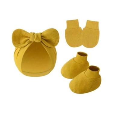 Imagem de Conjunto De Gorro, Luvas E Meias De Algodão Para Bebês Recém-Nascidos 