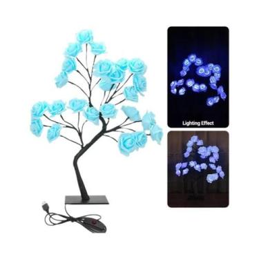Imagem de Luminária De Mesa USB 24 LEDs Árvore Rosa Azul Luz Noturna Decoração D