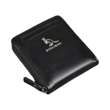 Imagem de Carteira Masculina De Couro Genuíno Com Proteção RFID, Porta-Cartões, 