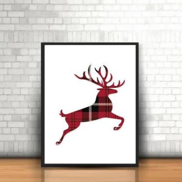 Imagem de Quadro Decorativo Veado De Natal 33X24cm Moldura Preta