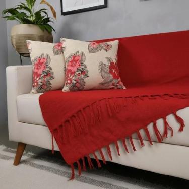 Imagem de Kit Manta Para Sofá Vermelho + 2 Capas De Almofada Com Zíper Cor:01 - 
