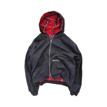 Imagem de Hoodie Gótico Reversível Oversized Harajuku Com Zíper Para Mulheres E 