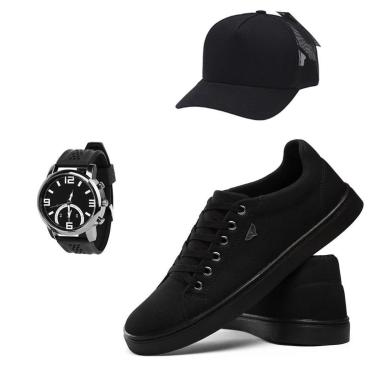 Imagem de Kit Sapatenis Masculino Casual Com Relogio e Bone Exclusivo-Masculino