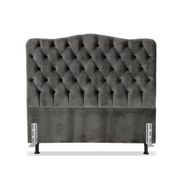 Imagem de Cabeceira de Cama Box Queen 158 cm Dunas Larhome Suede Veludo Cinza es