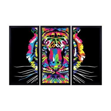 Imagem de Quadros Decorativos em Mosaico com moldura em madeira 103x63 cm e vidr