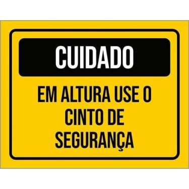 Imagem de Kit 3 Placa Acm Cuidado Em Altura Cinto De Segurança 18X23 - Sinalizo