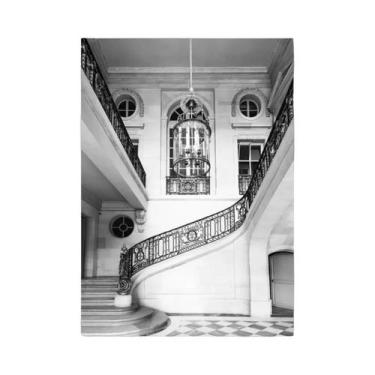 Imagem de Pintura Em Tela Vintage De Café Parisiense Em Preto E Branco, Arte De 