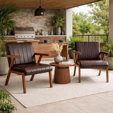 Imagem de Kit 2 Poltronas Serena Pés Madeira Maciça Para Sala De Estar Ou TV Tec