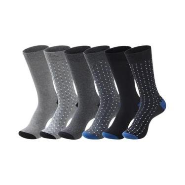 Imagem de Meias Sociais Pretas plus Size Para Negócios, 6 Pares, Algodão Macio, 