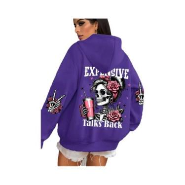 Imagem de Moletom Feminino Multicolorido Com Estampa Engraçada, Casual E Solto, 