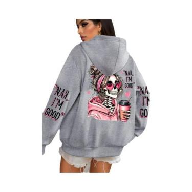 Imagem de Moletom Feminino Multicolorido Com Estampa Engraçada, Casual E Solto, 