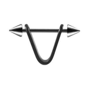 Imagem de Brinco De Argola Com Espigão Cônico Em Aço Inoxidável Prata E Preto Pa