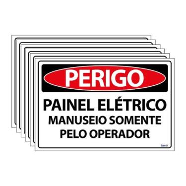 Imagem de Combo 6 Placas De Sinalização Perigo Painel Elétrico Manuseio Somente 