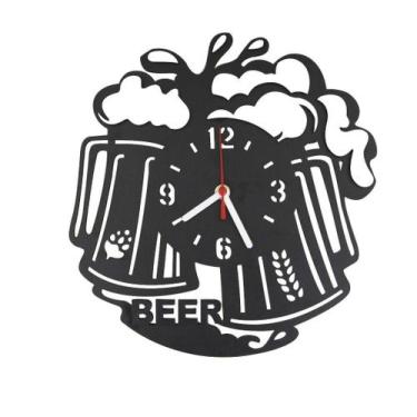 Imagem de Relogio de parede 2d em mdf beer 30 cm - Quero Presentear, PRETO
