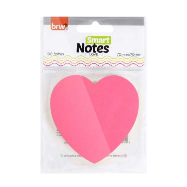 Imagem de Bloco Adesivo BRW Smart Notes Coração Colorido Neon com 100 Folhas 70x70mm