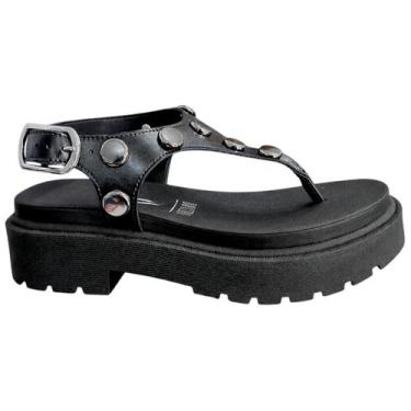 Imagem de Sandália Vizzano Papete Feminina Tratorada Flatform Confortável, Preto