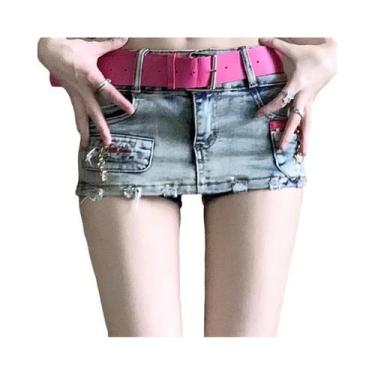 Imagem de Saia Jeans Feminina De Cintura Alta Com Patchwork Estilo Y2K Vintage H