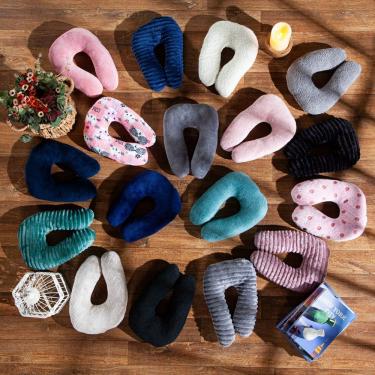 Imagem de Travesseiro Almofada De Pescoço Avulsa Para Viagem Cores Sortidas Com Enchimento Em Silicone - Descanso Encosto Viagens