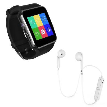 Imagem de Kit 1 Smartwatch X6 Preto + 1 Fone Bluetooth Original Branco