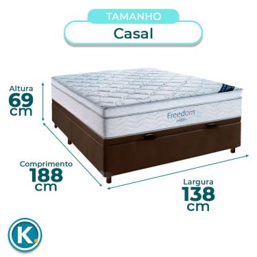 Imagem de Cama Box Bau Marrom Com Colchão Casal Freedom Ortobom