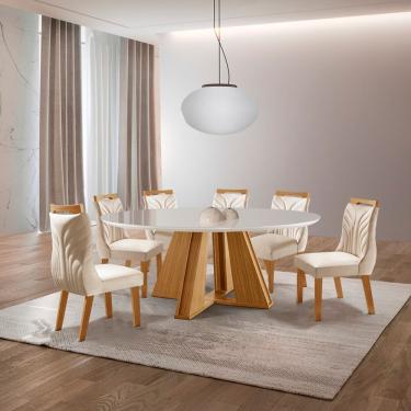 Imagem de Sala De Jantar 6 Cad C Vidro 1,35m - Rubi Veneza - Lj Móveis