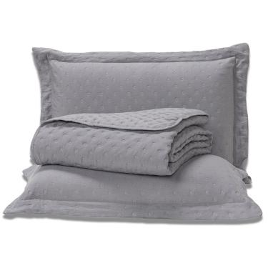 Imagem de Kit Cobre Leito Colcha King Sublime Dupla Face Com Fronhas 03 Peças - Percal 300 Fios T...