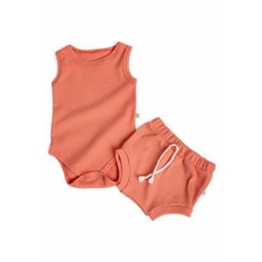 Imagem de Body Bebe Regata Com Shorts Tapa Fralda Canelado-Unissex