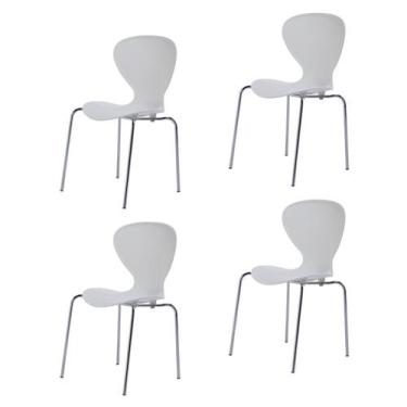 Imagem de Kit 4 Cadeiras Empilháveis Base Aço Tubular Flash - Prima Design