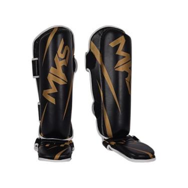 Imagem de Caneleira de Muay Thai e Kickboxing MKS Champions V3 Preto/Dourado, Pr