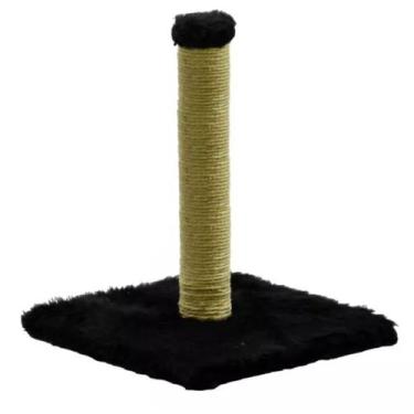 Imagem de Arranhador De Gato Mini Poste Em Sisal 35cm Pelucia Preto - Uzeda