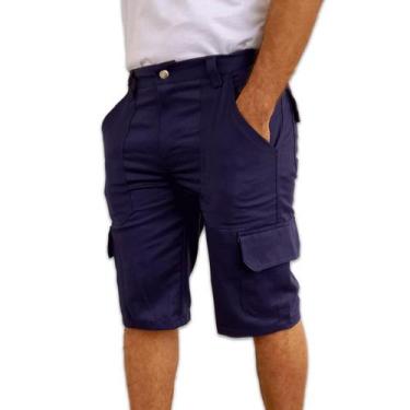 Imagem de Kit 5 Bermudas Cargo Militar Com Zíper 6 Bolsos - EQUIVALE, GG, Azul m