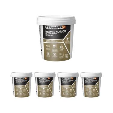 Imagem de Kit 5 Rejunte Acríl Bicomp Extraliso Marrom Cafe Ceramfix