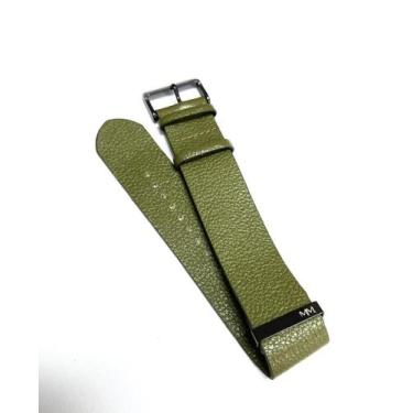 Imagem de Pulseira Nato Couro Legítimo P/relógios, Anéis Preto, Gold.LC201 - Mar