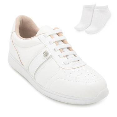 Imagem de Tênis Casual Modare e Meia MD25-73582, Branco, Prata, 35