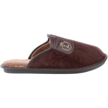 Imagem de Chinelo de Quarto Leffa Masculino Tecido Peluciado Macio 764, Cafe roy