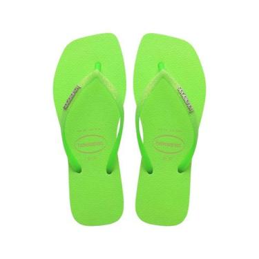 Imagem de Chinelo Havaianas Slim Square Glitter Neon Bege, 37/38, Bege, Verde