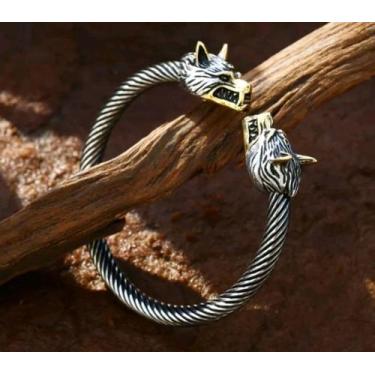 Imagem de Bracelete em Aço Inox Wolf Lobo Vikings - Magazine world jóias 