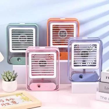 Imagem de Mini Ventilador Recarregável e Umidificador de Ar com Led Usb Portátil