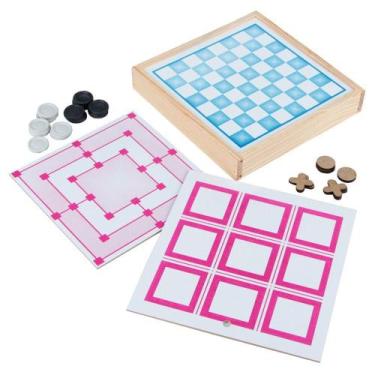 Imagem de Kit Jogos De Tabuleiro Carlu 1067 3 Em 1 Dama/Trilha/Jogo Da Velha