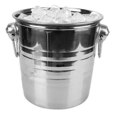 Imagem de Balde Gelo Champagne Cerveja Grande Aço Inox Duas Alças 8 Litros Ke Ho